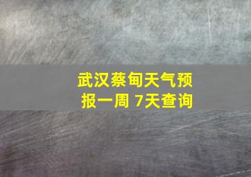 武汉蔡甸天气预报一周 7天查询